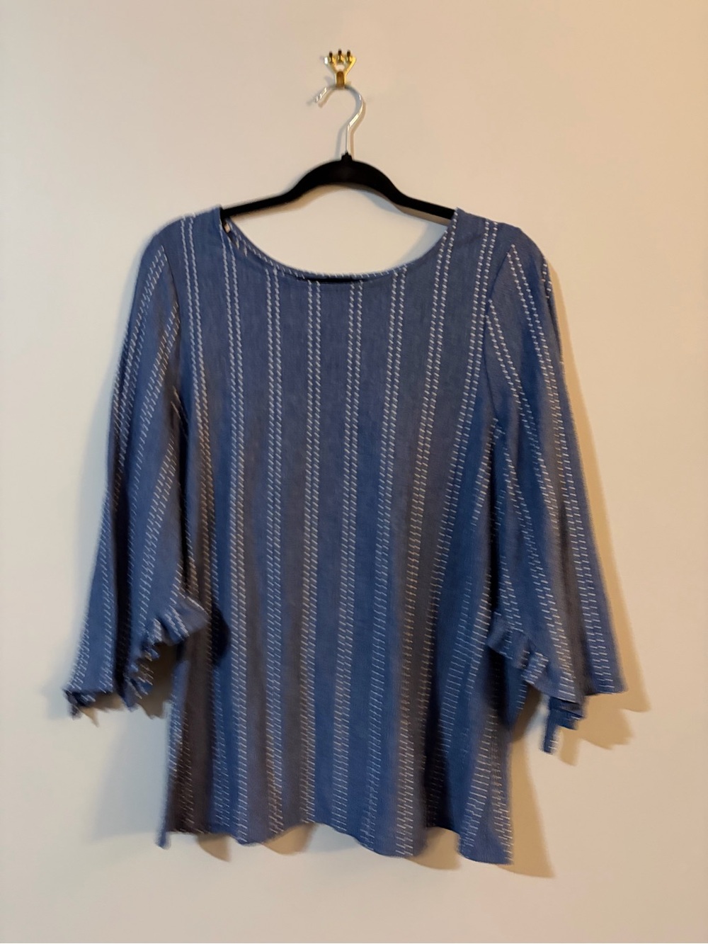 W5 Blue and White Striped Bell Sleeve Top